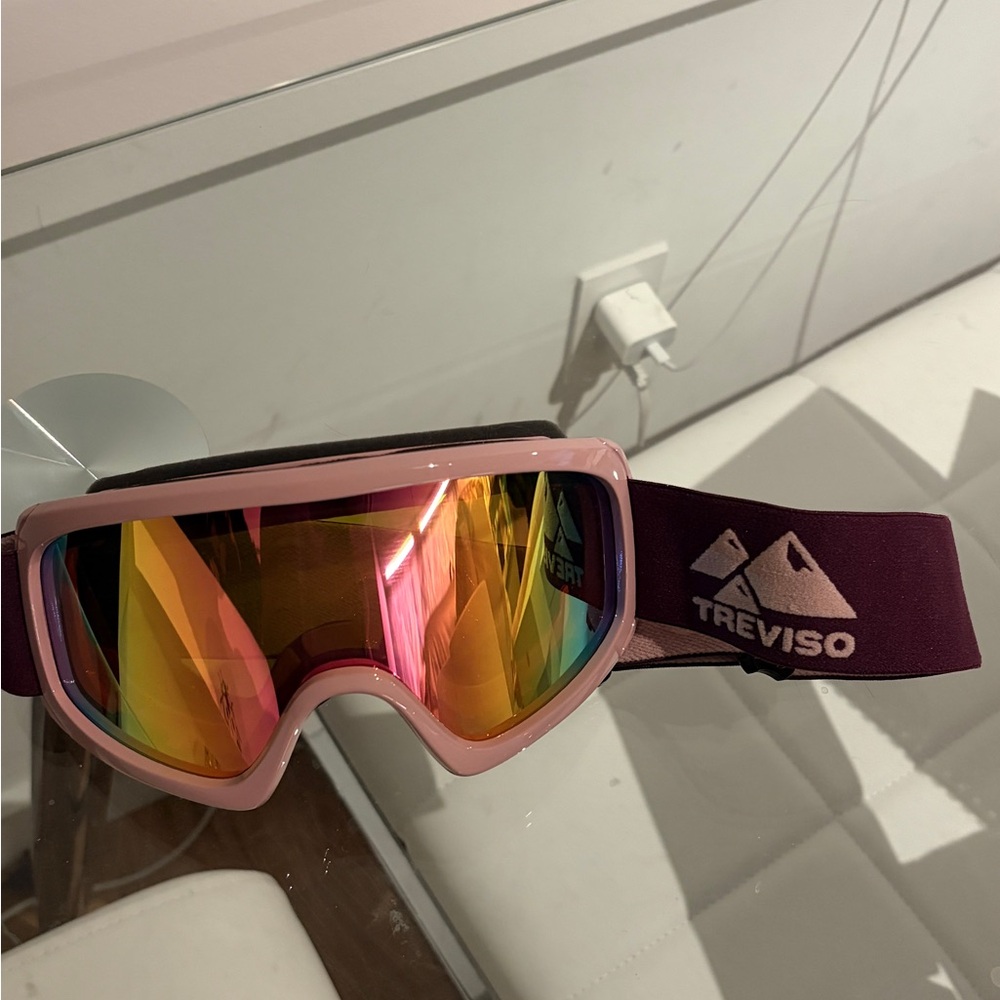 Treviso Pink Ski Goggles with Rainbow Lens